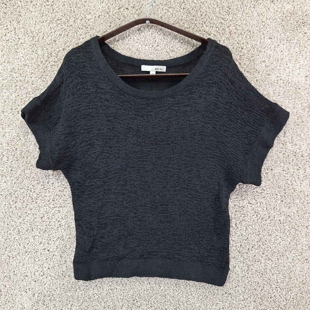 WD-NY Sweater Womens Medium Black Knit Short Sleeve Dolman Batwing Streetwear